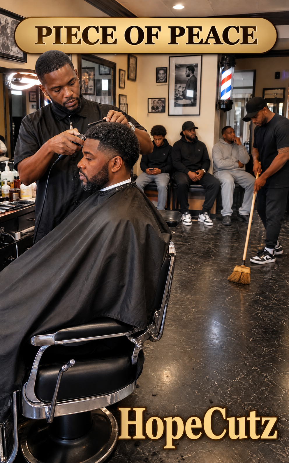 A guest getting a fresh haircut at HopeCutz